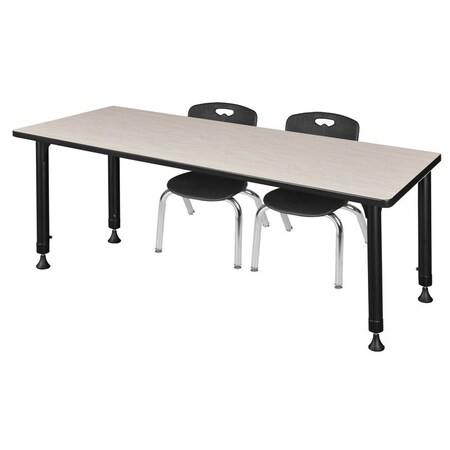 Regency Tables > Height Adjustable > Rectangular Table & Chair Sets, 66 W, 24 L, 23-34 H, Maple MT6624PLAPBK45BK